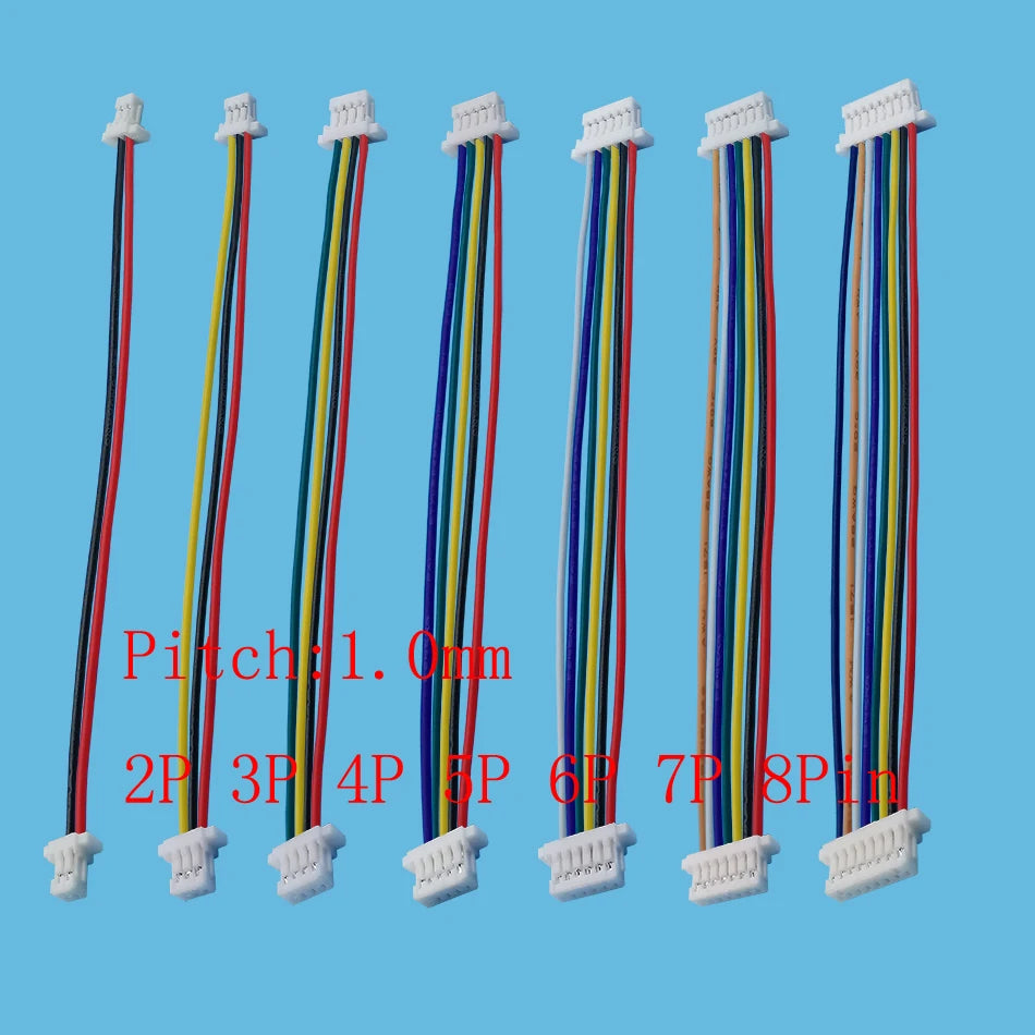 20Pcs JST SH1.0 1.0mm Pitch 2P 3P 4P 5P 6P 7P 8 Pin Female to Female Double Head Cable Wire Connector Length 10cm 28AWG