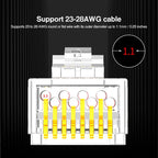 AMPCOM CAT6 RJ45 Modular Plug Connector UTP 50μ Gold-Plated Two-Pieces 8P8C Crimp End for Ethernet Cable, Bulk Ethernet Cable