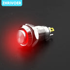 8mm Waterproof Metal Push Button Switch LED Light Self-locking/Latching Self-reset/Momentary 3V 6V 12V 24V 36V 48V 110V 220V