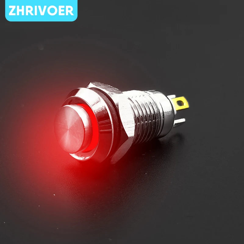 8mm Waterproof Metal Push Button Switch LED Light Self-locking/Latching Self-reset/Momentary 3V 6V 12V 24V 36V 48V 110V 220V