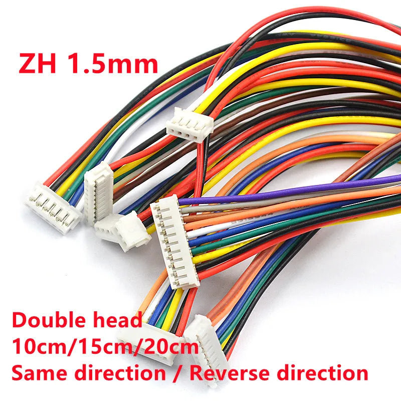 5PCS ZH 1.5mm Electronic Wire  Double Head 10CM/15CM/20CM Cable 28AWG Double Head Same side / Reverse side Connector