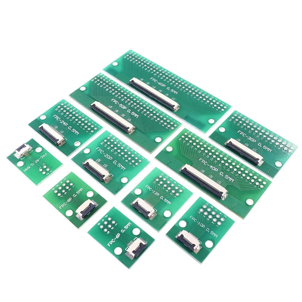 2 Pcs FPC FFC Cable 4 6 8 10 12 15 20 24 30 40 50 60 PIN 0.5 Mm Cable PCB Adapter to 2.54 Mm 1 Inch Pitch Through Hole PCB