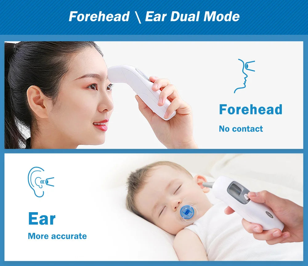 Cofoe Digital Infrared Thermometer Forehead Ear Non-Contact medical Termometro LCD Body Fever Baby/Adult Temperature measure