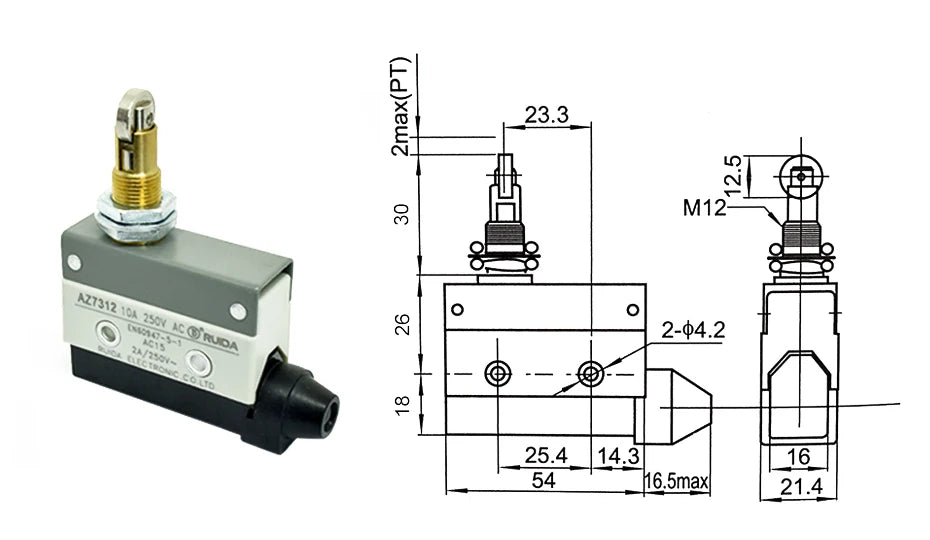 10A 250VAC AZ-7312 AZ-7311 AZ-7121 AZ-7310 TZ-7141 Waterproof Micro Switch Travel Limit Switch Straight 90degree Roller Lever