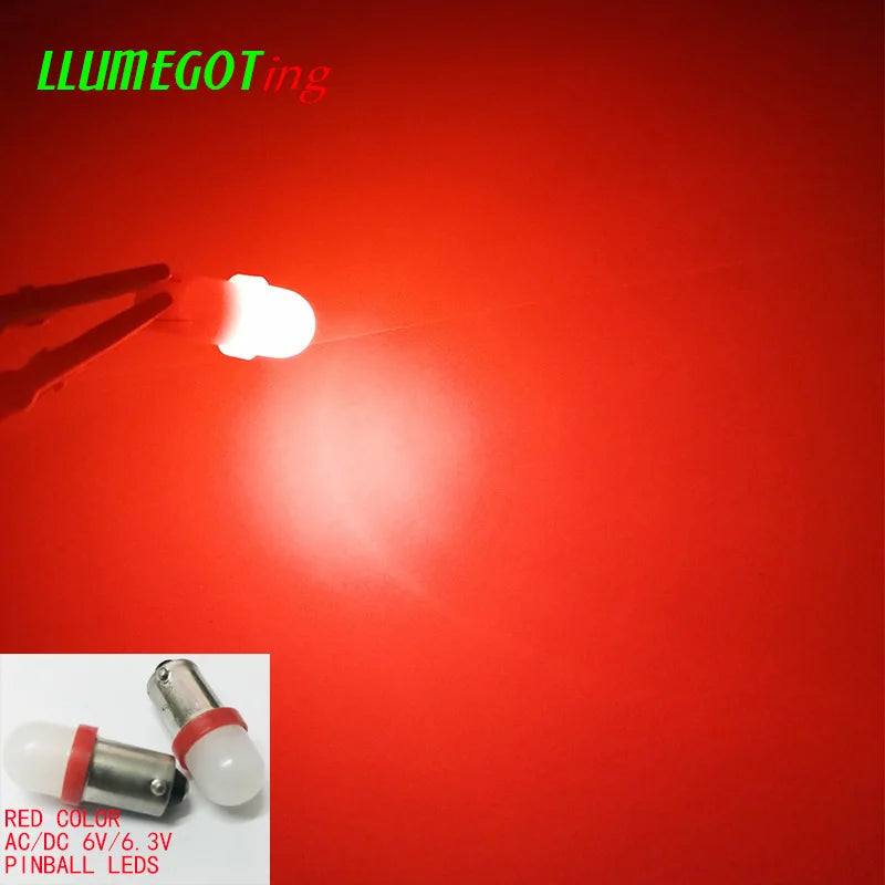 50pcs BA9S T4W #44 #47 Milk White Dome 2x 5630SMD Various Color Non Polarity AC DC 6V 6.3V Bally Pinball Game Machine Led Bulbs