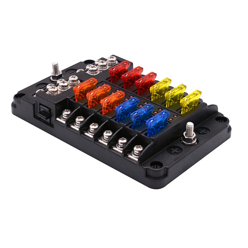 Universal 12 Ways 6 Ways Blade Fuse Block 12V 32V Car Fuse Holder Box Marine Auto Fuse Connector Switch With LED Indicator Light