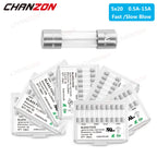 20pcs 5x20 mm Glass Tube Fuse Fast Quick Slow Blow 5X20mm 0.5A 1A 2A 3A 4A 5A 6A 6.3A 8A 10A 12A 15A 250V 125V 12V Cutoff Fusee