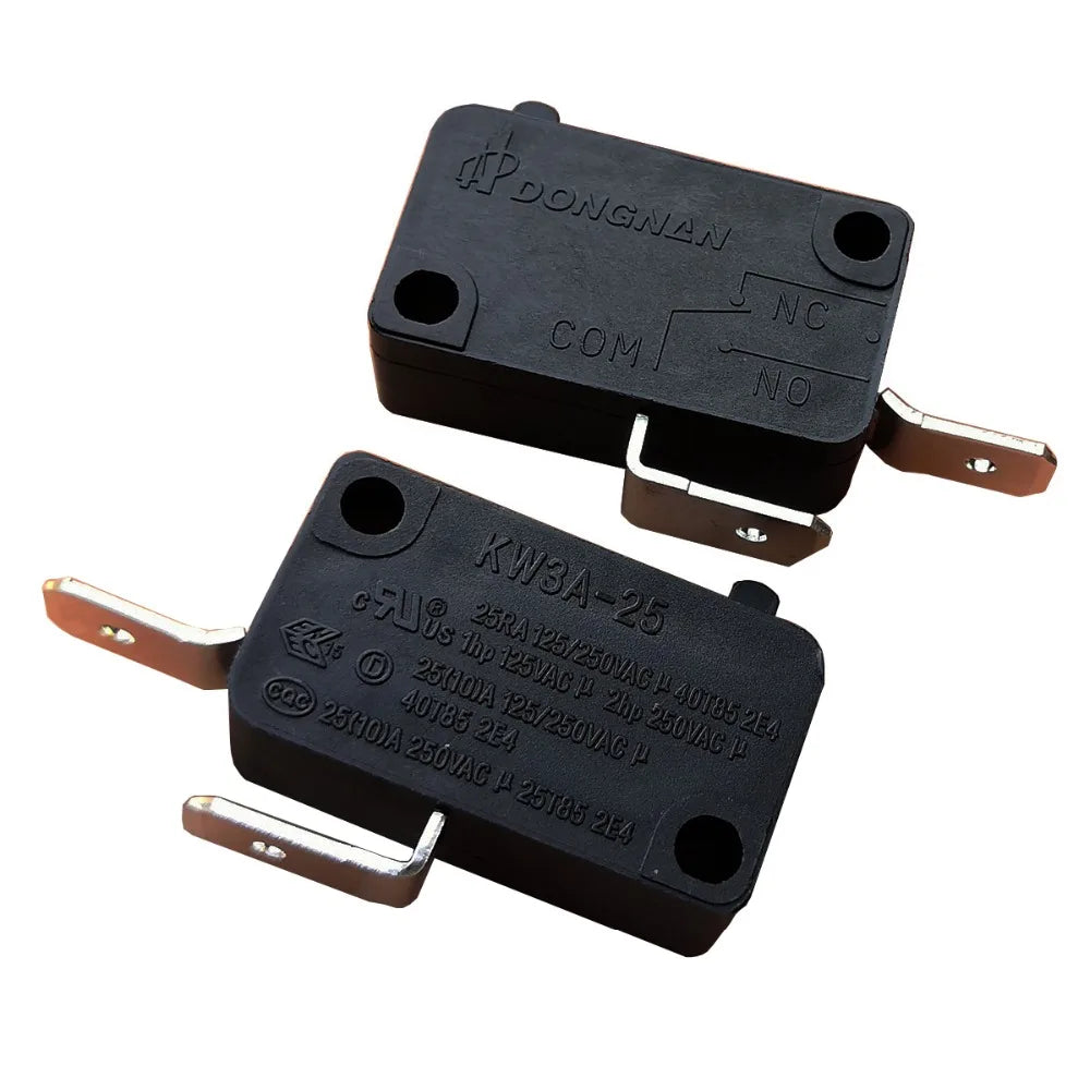 KW3A-25 Microswitches SPDT No Lever 2 Pin Standard Plunger Micro Switch for Oven Microwave,2-Pack