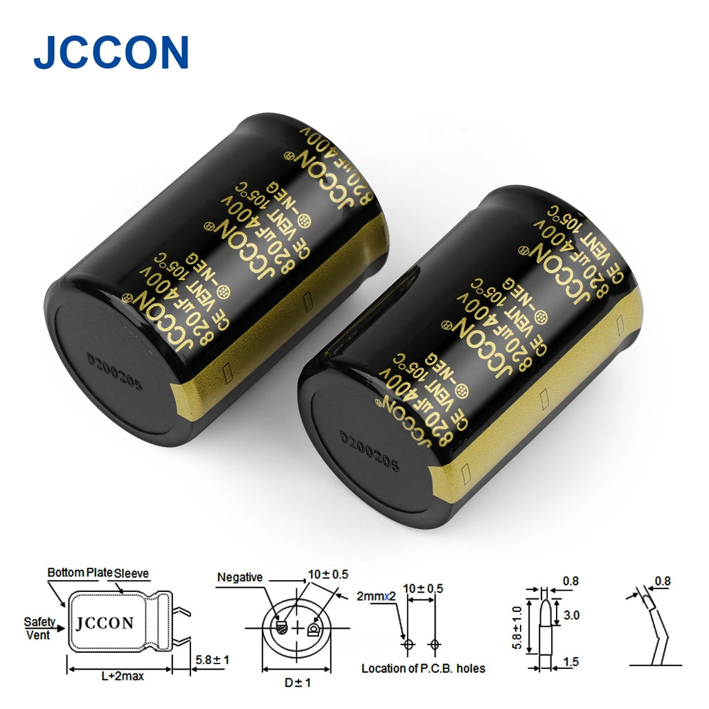 2Pcs JCCON Audio Electrolytic Capacitor 25V 35V 63V 100V 200V 250V 400V 450V 6800UF 10000UF 22000UF For Hifi Amplifier Low ESR