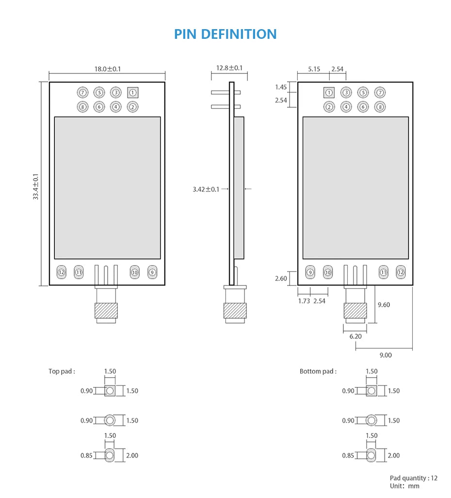 2PCS nRF24L01P 2.4GHz 500mW E01-2G4M27D SPI Transceiver E01-2G4M27D 27dBm SMA Long Range nRF24L01 PA LNA Transmitter Receiver