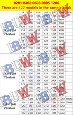 4250PCS 8500PCS 8850PCS 0201 0402 0603 0805 1206 Resistor Sample Book ibuw 1% SMD Assorted Kit 10K 100K 1K 1R 100R blank book