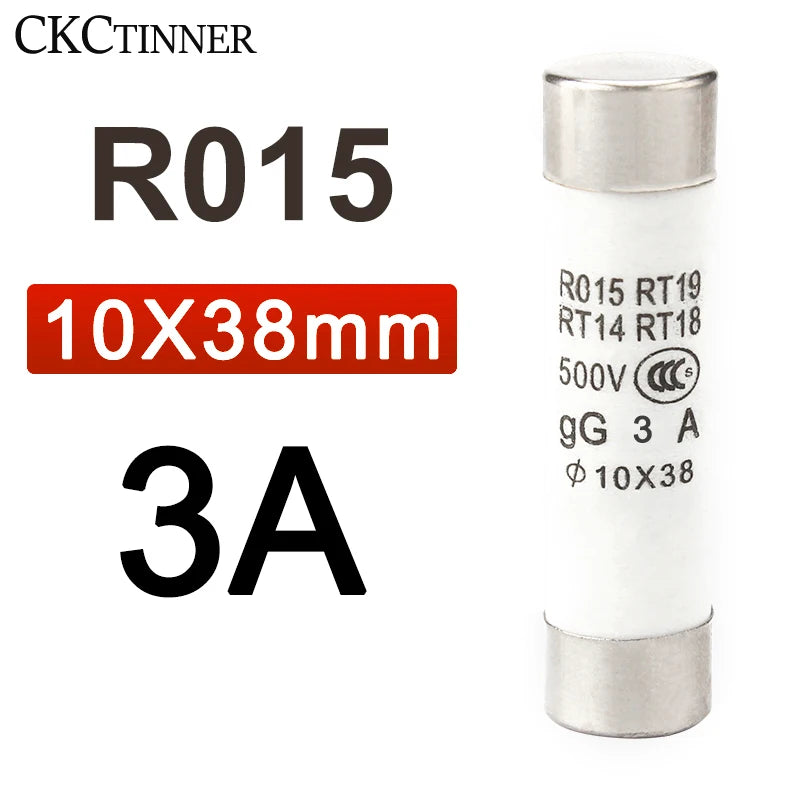 10Pcs 10*38 Fast blow Ceramic Fuse 10x38mm Fuse 500V  1A 2A 3A 4A 5A 6A 8A 10A 16A 20A 25A 32A  RO15 RT19 RT14 RT18