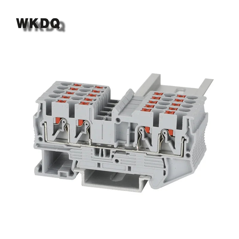 50Pcs PT2.5-QU Push-In Din Rail Terminal Block Spring 4-Conductor Strip Plug PT 2.5 QUATTRO Wire Electrical Connector PT 2.5-QU