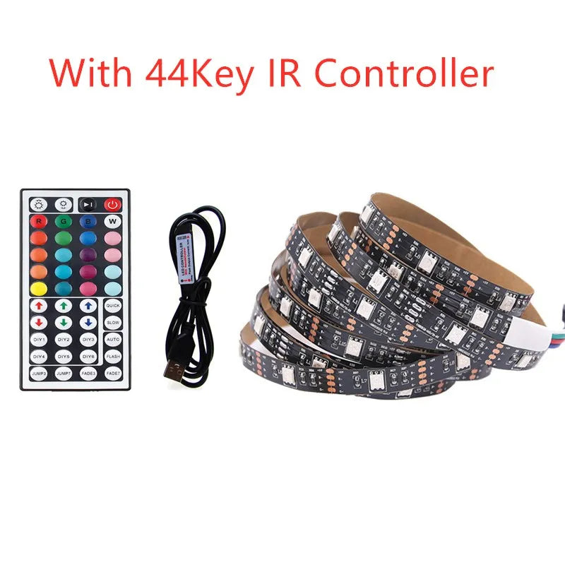 USB LED Strip Light 5V RGB Waterproof Black PCB 5050 0.5m 1m 2m 3m 4m 5m Led Strip Light Tape PC TV Backlight Remote Controller