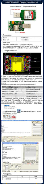 SIMCOM-Multi-Band USB Dongle with SIM, NB-IoT, GPRS Module for SIM7000, SIM800F, SIM900, LTE, CAT-M, CAT-NB, GSM