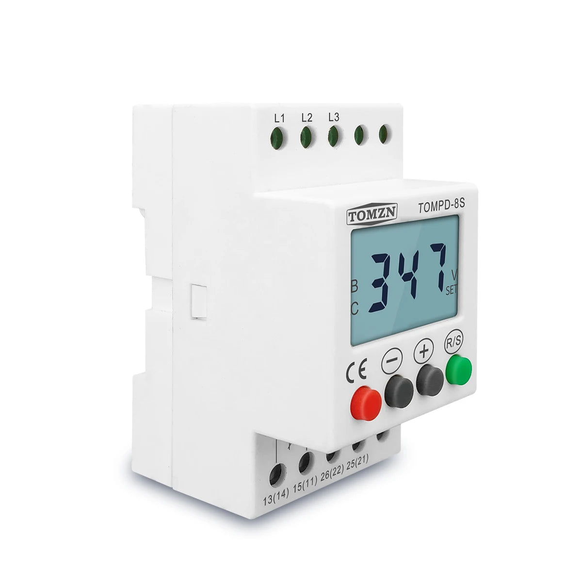 TOMZN 3 Phase Din Rail Adjustable Under Over Voltage Protector Voltage Monitoring Sequence Protection Relay