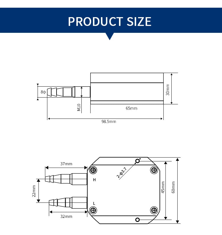 Differential Pressure Sensor 3kpa 5kpa 50pa 200pa Air Wind Pressure Differential Transmitter 4-20mA 0-10V Output QDX50D