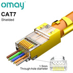 CAT7 Shielded 10Gbps STP RJ45 Modular Plug Connector with Load Bar, 50μ Gold-plated Support 23-26AWG