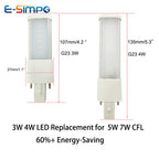 1PC G23 LED Sideview Plug Lamp L107mm/3W L135mm/4W 2835 Desk Read Table Tube 110V/220V 180Degree Horizontal PLS CFL Replacement