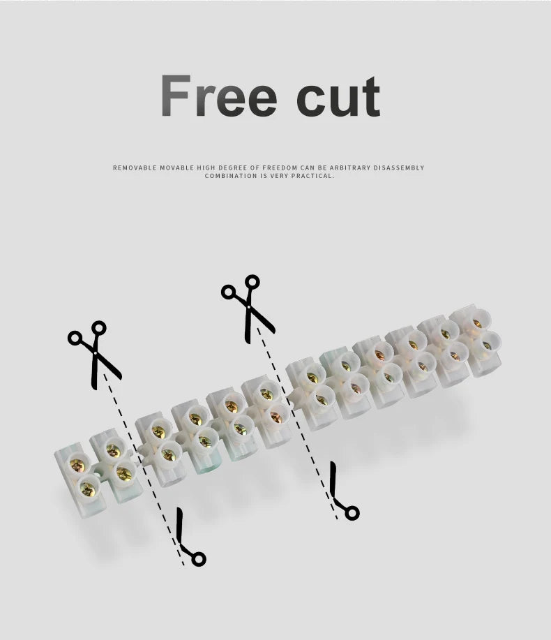 12 Position Barrier Screw X3-1012 Nylon Plastic Terminal Block 20A Transparent White Copper 380V Wire Connector Dual Row