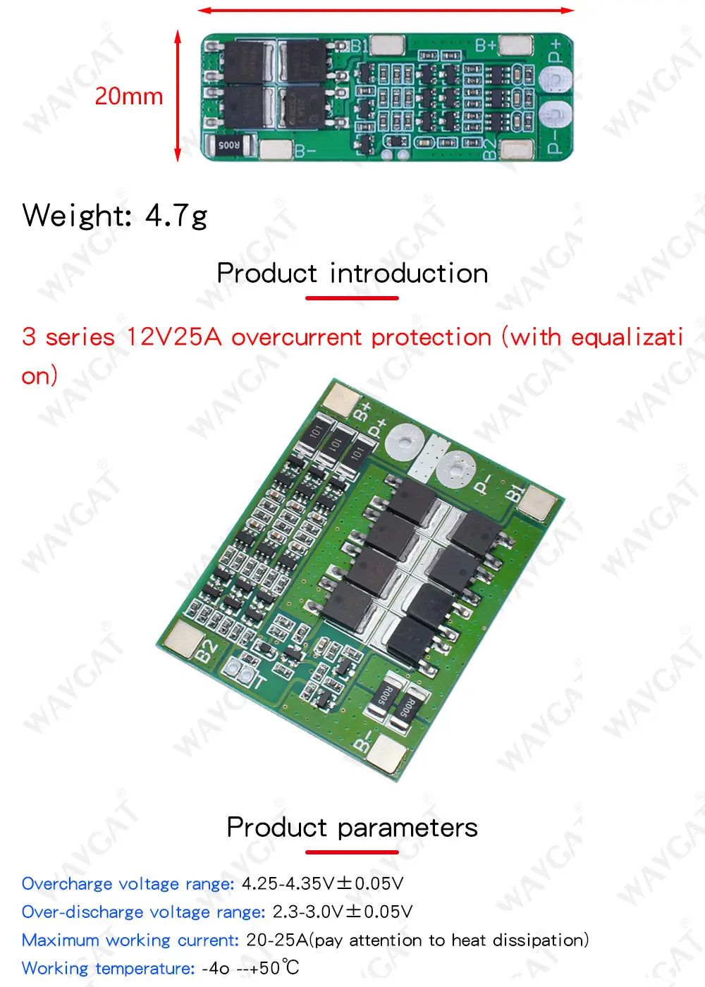 LIZAO 3S 4S BMS 20A 40A 60A 18650 Li-ion Battery Protection Board 11.1V-16.8V Enhanced Balance Charger Module