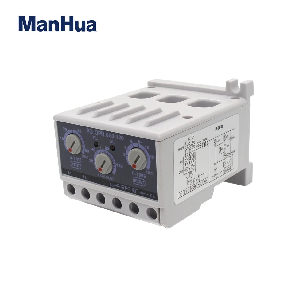 ManHua Overload Relay10-120A PG OPR SS3-120 160-450VAC Electronic Overload Relay Motor Protector Thermal Overload Relay