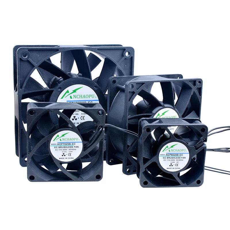 60mm 70mm 80mm 92mm 120mm 140mm Fan EC Brushless Cooling Fan AC 110V 120V 220V 240V for Cabinet Frequency Converter