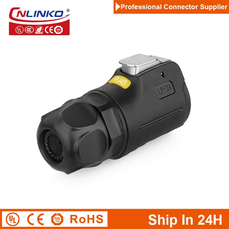 Cnlinko LP24 M24 Waterproof Ethernet RJ45 Connector Plug Receptacle Cat5e 8pin Signal Connector for Network Telecom LED Billboar