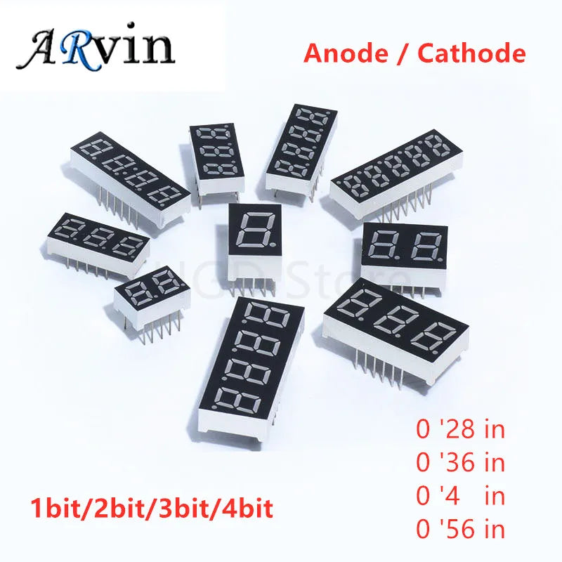 5Pcs 0.28 Inch Digital Tube LED Display 1Bit 2Bit 3Bit 4Bit Display Common Anode / Cathode 0.28"/0.36"/0.4"/0.56" 7 Segment Red
