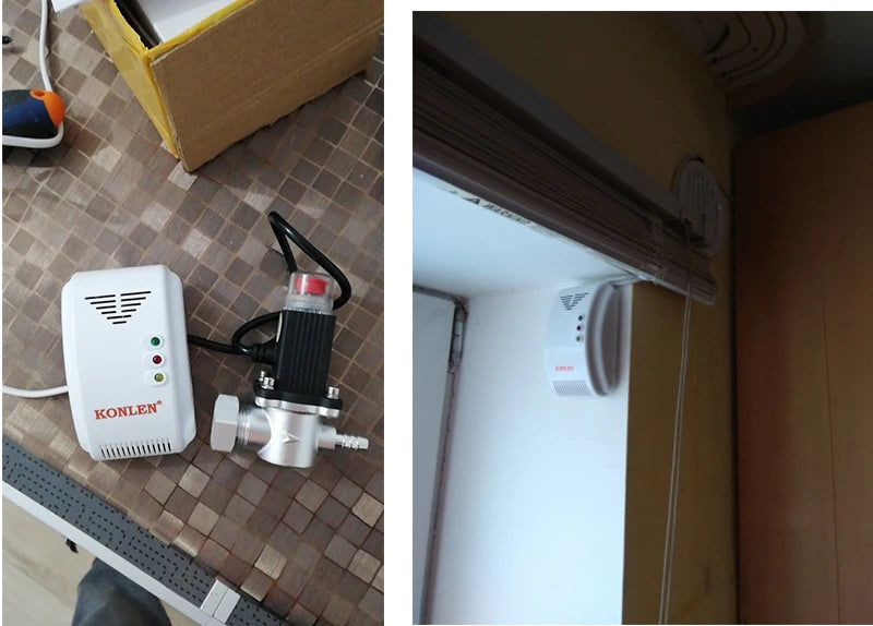 KONLEN LPG Natural Gas Leakage Detector Wireless 433Mhz Sensor With Solenoid Valve