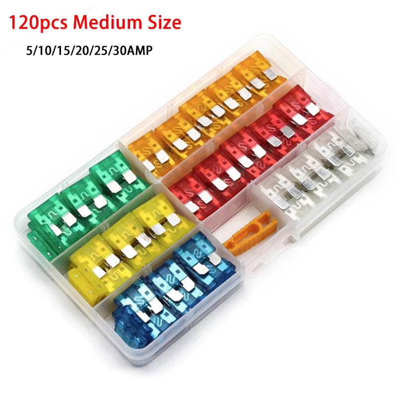 50/80/180pcs 5/10/15/20/30A Car Auto Small and Medium Blade Fuse Motorcycle Boat Truck Automotive Blade Fuse Assortment Set