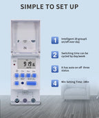 New Type Din Rail 2 Wire Weekly 7 Days Programmable Digital TIME SWITCH Relay Timer Control AC 220V 230V 12V 24V 48V 16A 30A