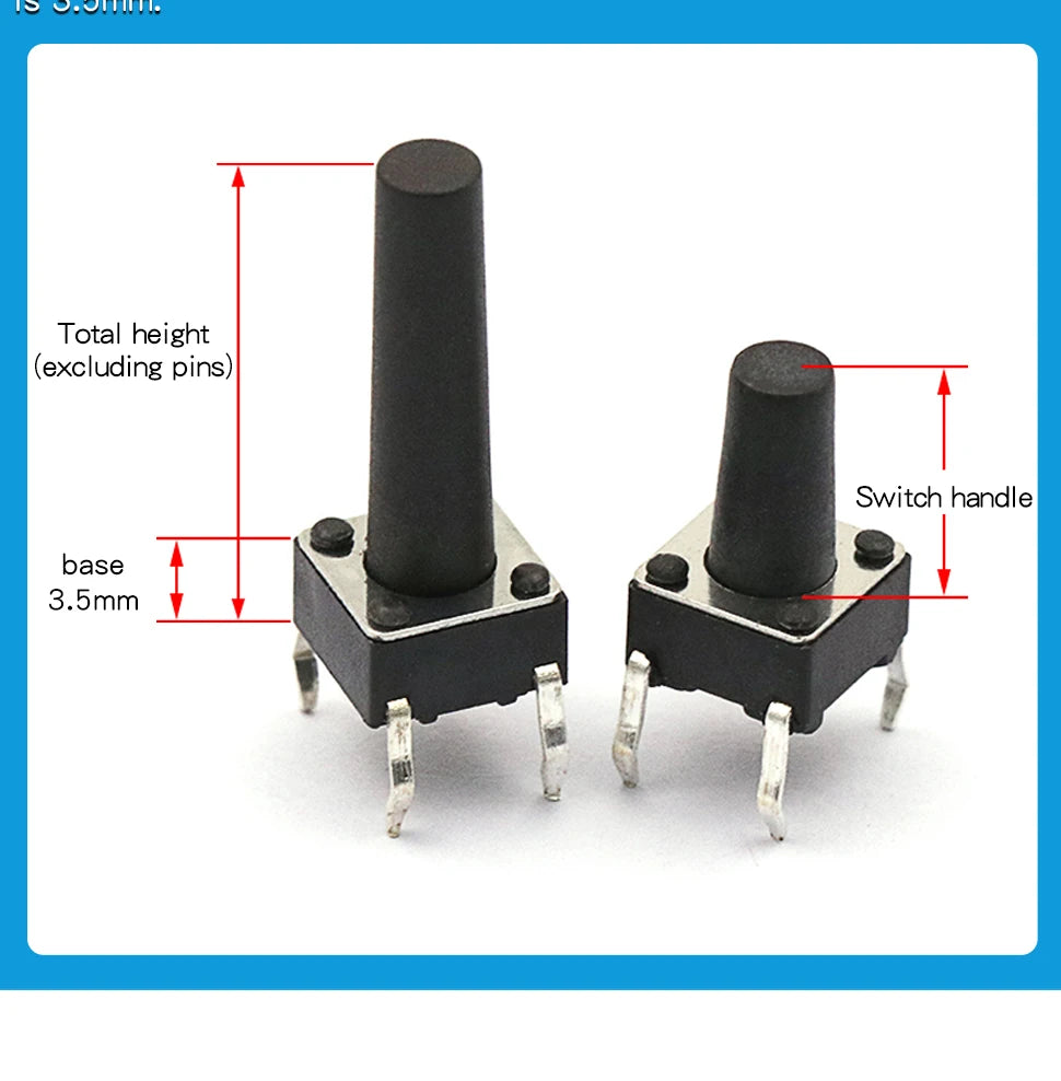 50PCS Momentary Tactile Push Button Click Switch 6X6mm 4.3mm-17mm H=4.3mm 4.5mm 5mm 6mm 7mm 8mm 9mm 10mm 13mm 14mm 4Pin Switch