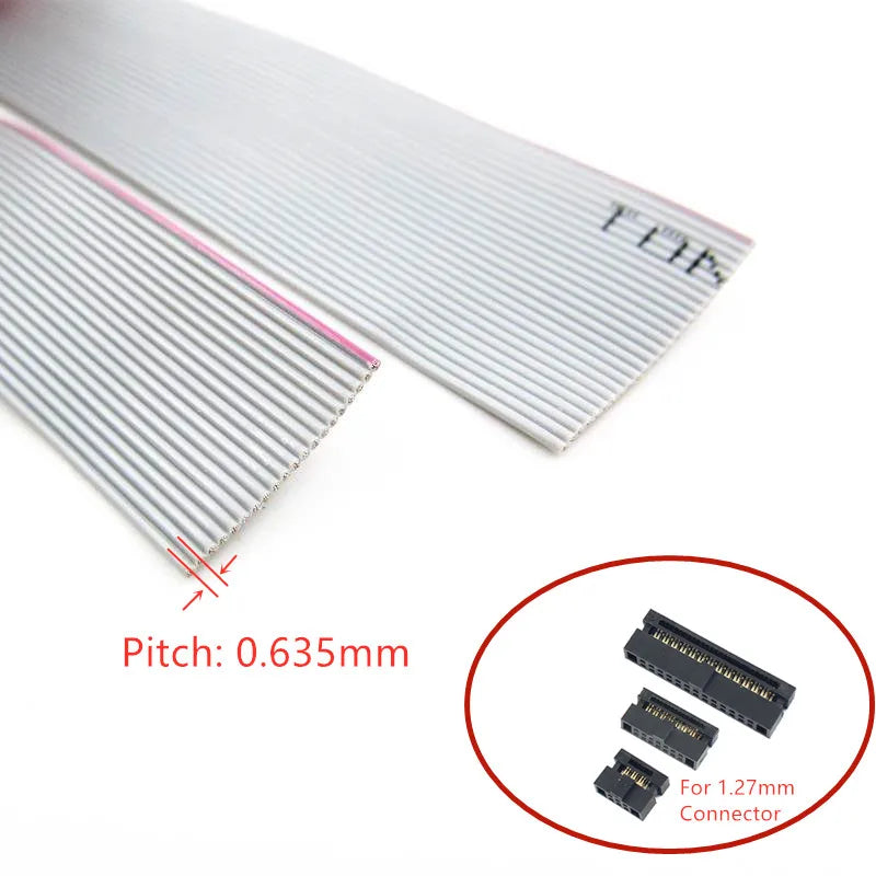 1Meter 0.635mm Pitch Grey Flat Ribbon Cable For IDC FC 1.27MM Connector 10P/14P/16P/20P/40P 30AWG Wire