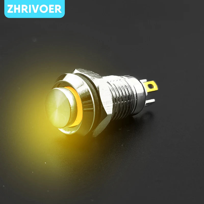 8mm Waterproof Metal Push Button Switch LED Light Self-locking/Latching Self-reset/Momentary 3V 6V 12V 24V 36V 48V 110V 220V