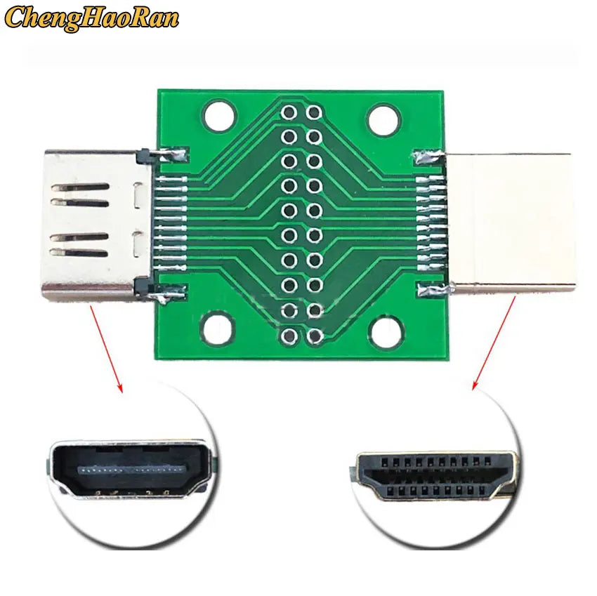 1pcs A-M HDMI Male To Female Test Board MINI Connector with Board PCB 2.54mm Pitch 19/20pin DP HD A Female To Male Adapter Board