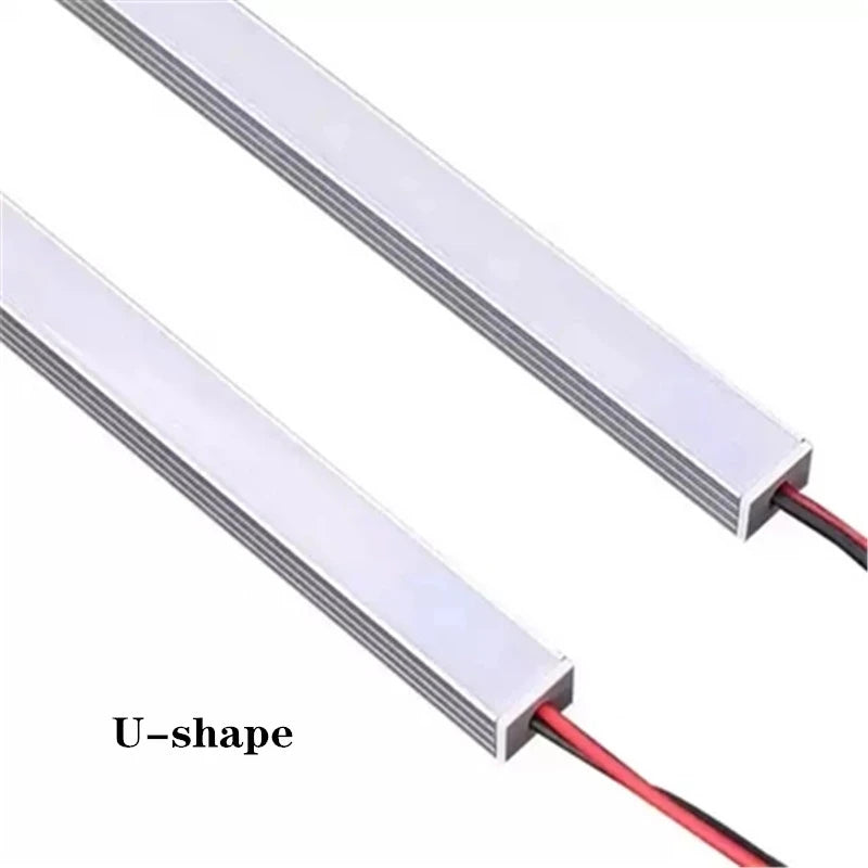 1-10 PCS LED Rigid Strip DC12V 50CM 20 Inch SMD5730 36LEDs U/V-Shaped Flat LED Aluminum Channel Rigid Strip for Indoor Lighting