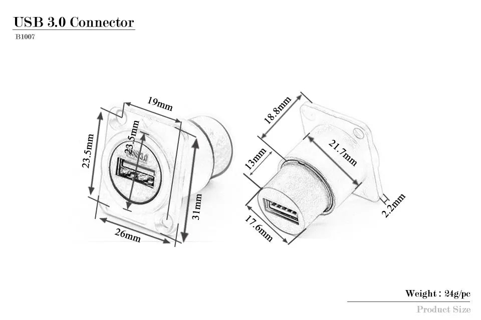 1pc Metal Round/D Type Module RJ45 CAT6&USB 2.0/3.0&Type C&HDMI-Jack Socket Through Network Panel Mounting Electronic Connector