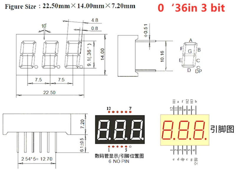 5Pcs 0.28 Inch Digital Tube LED Display 1Bit 2Bit 3Bit 4Bit Display Common Anode / Cathode 0.28"/0.36"/0.4"/0.56" 7 Segment Red