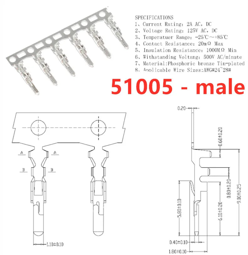 20PCS MX2.0 Connector 2.0mm Pin Header Plastic Housing Male Female Terminal 51005 51006 2p 3p 4p 5p 6p for RC Battery Adapter