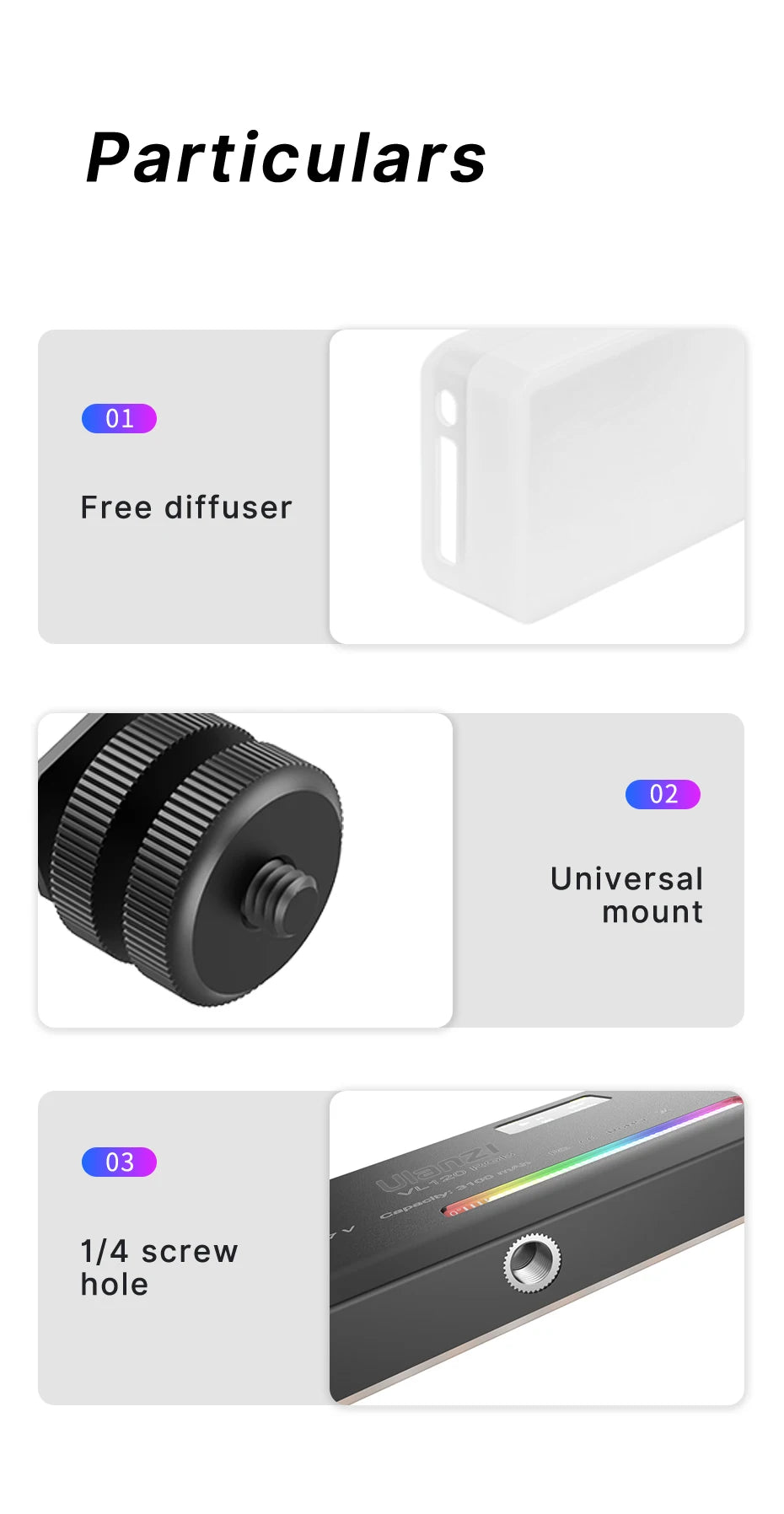 Ulanzi VL120 Full Color RGB Video Light 2500K-9000K LED Photography Lighting Dimmable Camera Light Live Vlog Fill Light