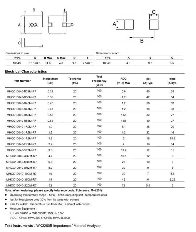 5PCS SMD Power Inductors 2.2uh 2R2 4.7uh 4R7 6.8uh 6R8 10uh 100 220uh 220 Chip Inductor 1040