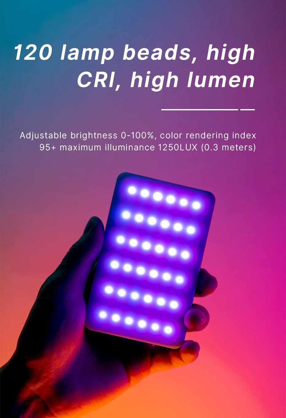 Ulanzi VL120 RGB Camera Video Light Mini Portable 3100mAh Photography Lighting Smartphone Vlog Fill Light RGB Video Light