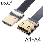 FPV Micro Mini HDMI-compat 90 Degree Connector FPC Flexible Flat HD Ribbon Cable FFC Pitch 20pin For Drone Gopro DSLR Gimbal Kit