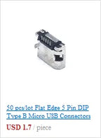 50pcs/lot 5Pin Micro-B SMD Micro USB Connector Female Port Jack Tail Sockect Plug For Android phone data connector