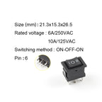 5PCS 6PIN 21X15mm Rocker Switch KCD2 DPDT Black White Push Button Boat Power Rocker Switch 6A/250V 10A/125V Electrical Equipment