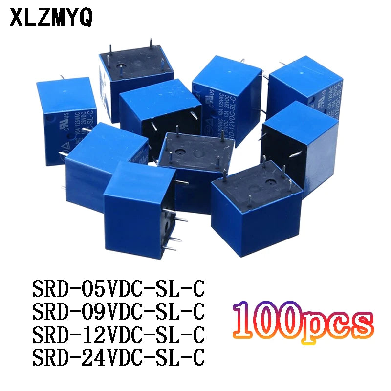 100PCS SRD 5V 9V 12V 24V 48V Power Relay SRD-05VDC-SL-C SRD-09VDC-SL-C SRD-12VDC-SL-C SRD-24VDC-SL-C SRD-48VDC Relays 10A 250VAC
