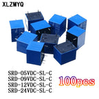 100PCS SRD 5V 9V 12V 24V 48V Power Relay SRD-05VDC-SL-C SRD-09VDC-SL-C SRD-12VDC-SL-C SRD-24VDC-SL-C SRD-48VDC Relays 10A 250VAC