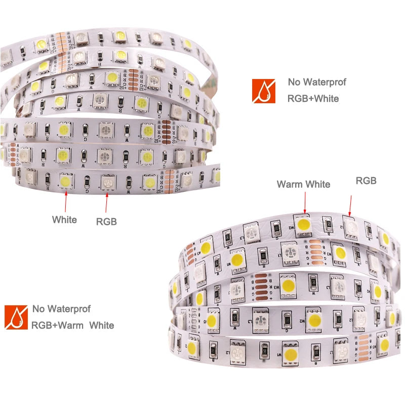 LED Strip 5050 RGB CCT RGBCCT RGB White Lights 12V 24V Waterproof 5M 300LED Blue Warm White LED Tape Lights Flexible