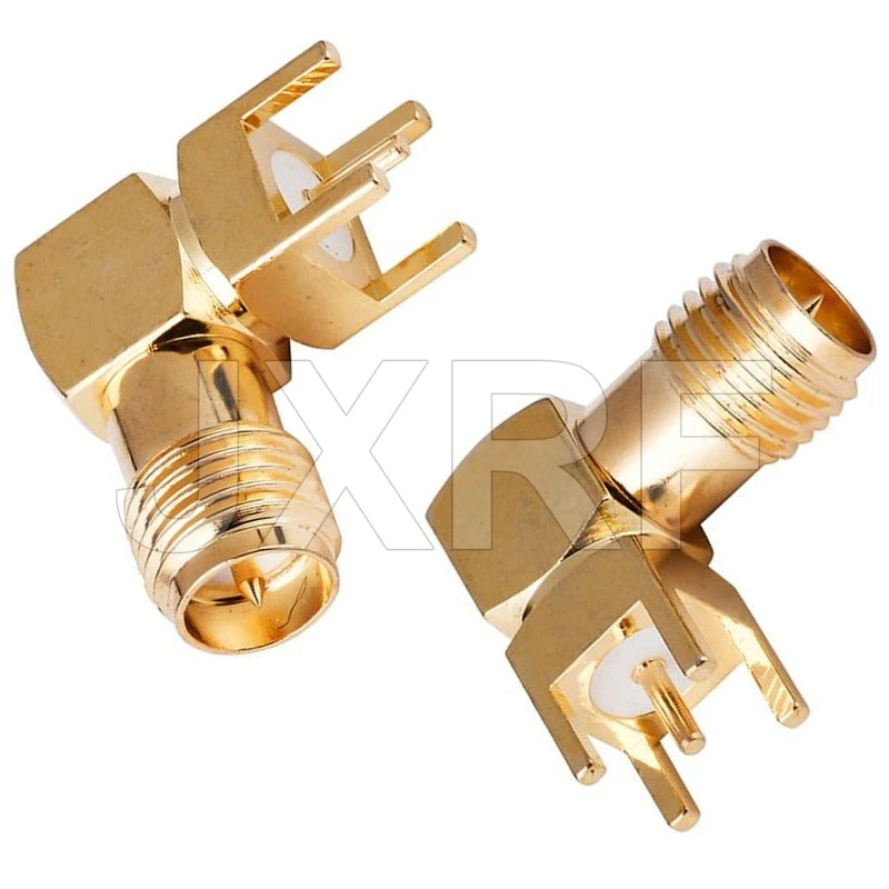 10Pcs SMA Female Jack Male Plug Adapter Solder Edge PCB Straight Right Angle Mount RF Copper Connector Plug Socket